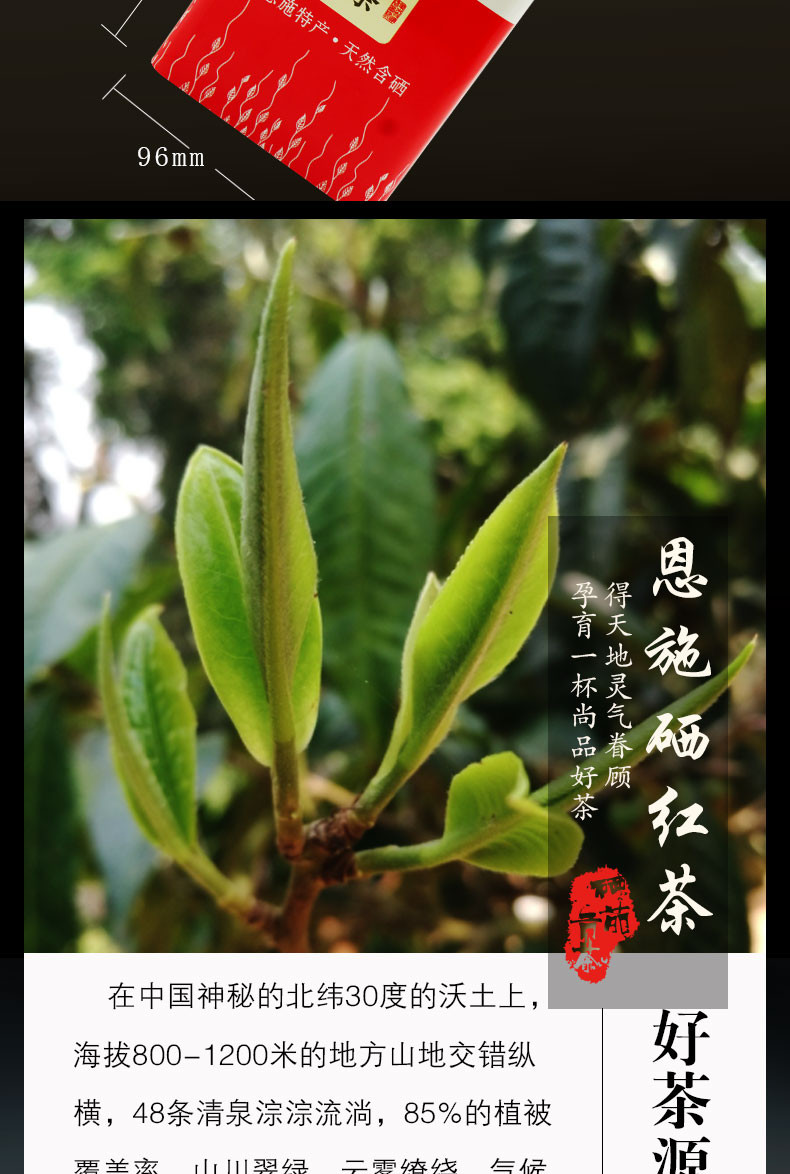 【邮政扶贫-湖北特产】伍家台贡茶 瑶圃 浓香型恩施硒红茶150g/罐