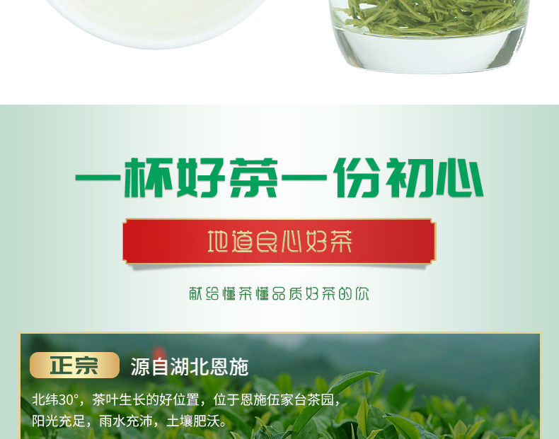 绿茶恩施硒茶伍家台贡茶瑶圃栗香型香茶半斤250g/袋买一送一