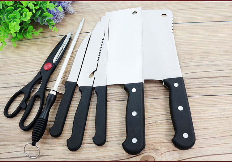 俏夫人 TD-115厨房8件套刀 不锈钢刀具套装 菜刀八件套 礼品木座套刀