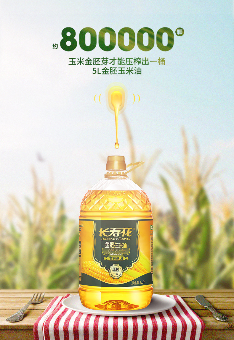 长寿花  金胚玉米油5L*4食用油非转基因压榨一级