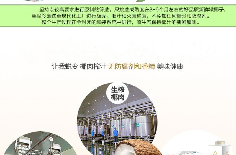 椰子泡泡生榨椰子汁1L*6瓶椰汁果汁植物蛋白饮料（偏远地区不发货）