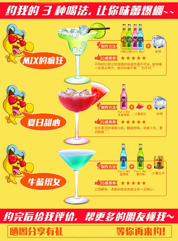 Funsbar放肆鸡尾酒310ML*4瓶4种口味 预调洋酒果酒