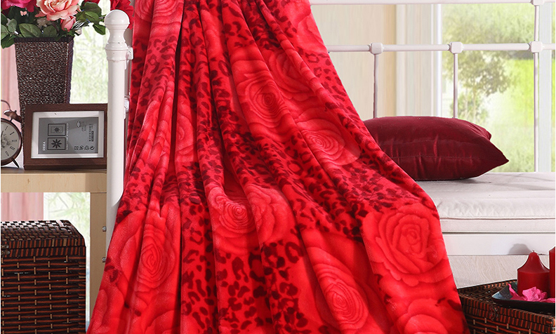 【监利馆】玉沙法兰绒毛毯加厚双人毯红色婚庆冬季珊瑚绒毯子床单空调毯盖毯