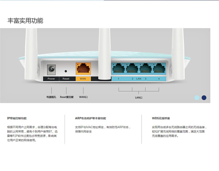 TP-LINK普联 TL-WR886N 450M无线路由器（宝蓝） WIFI无线穿墙王