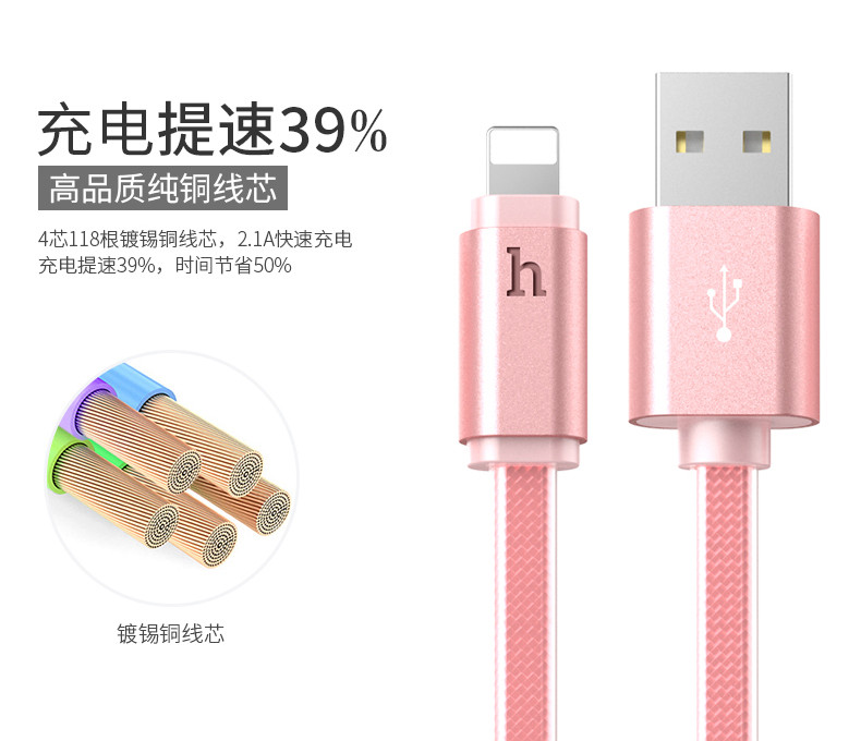 浩酷/HOCO 智能品牌原装苹果6数据线充电适用iPhone5/5s/6s/7 plus/ipad