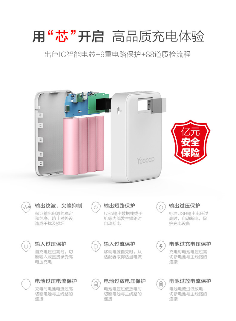 羽博 S10充电宝10000毫安便携小巧手机通用快充移动电源液晶屏