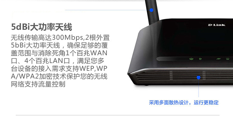 D-Link友讯dlink DIR-612B家用光纤无线路由器300M 双天线WIFI路