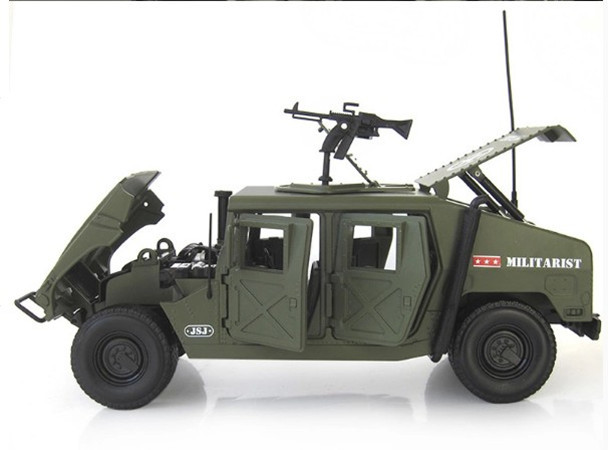 合金车模1:18美军悍马战地车越野车军事吉普车模型