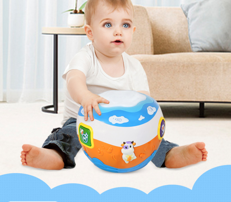 活石 婴儿玩具拍拍鼓手拍鼓电动音乐幼儿童0-1岁益智宝宝玩具6-12个月