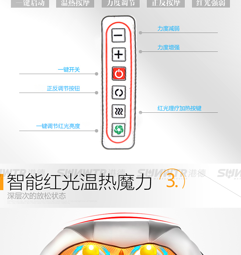 港德 按摩披肩揉捏颈部肩部腰部颈椎按摩器 加热按摩多功能颈肩乐