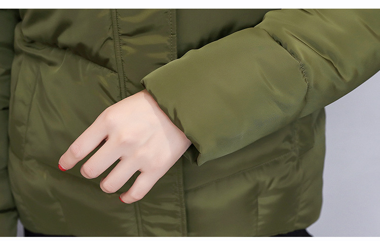【戈詻伊】2017冬新款韩版修身显瘦短款连帽羽绒棉服女大码加厚毛领棉衣外套