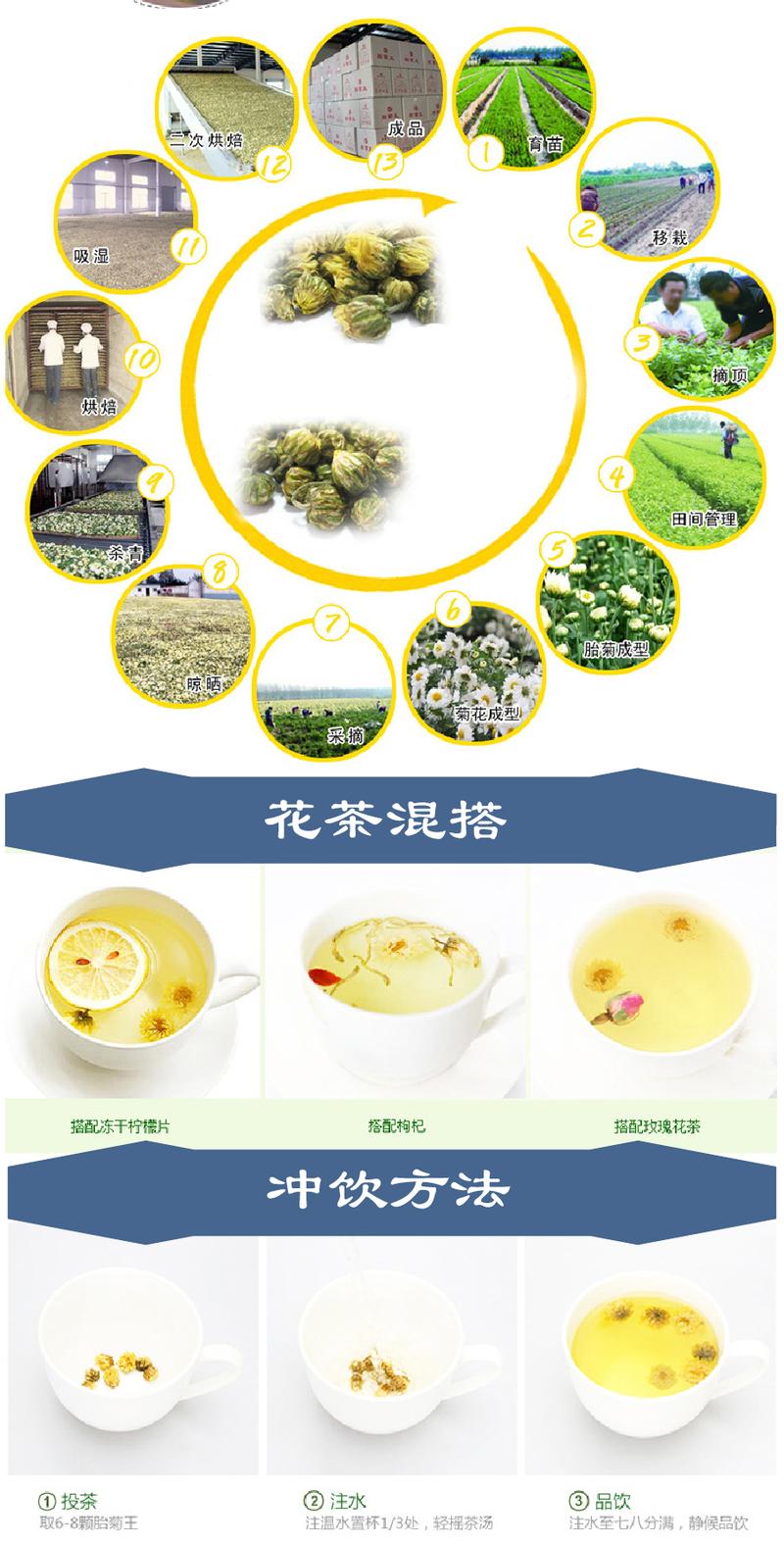 益圣康胎菊菊花茶花草茶桐乡胎菊王杭白菊花茶罐装 40g