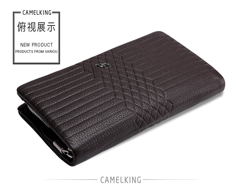 CAMELKING骆王新款头层牛皮真皮时尚休闲男手包公文包商务长款拉链包商务正装手包手拿包钱包手抓包