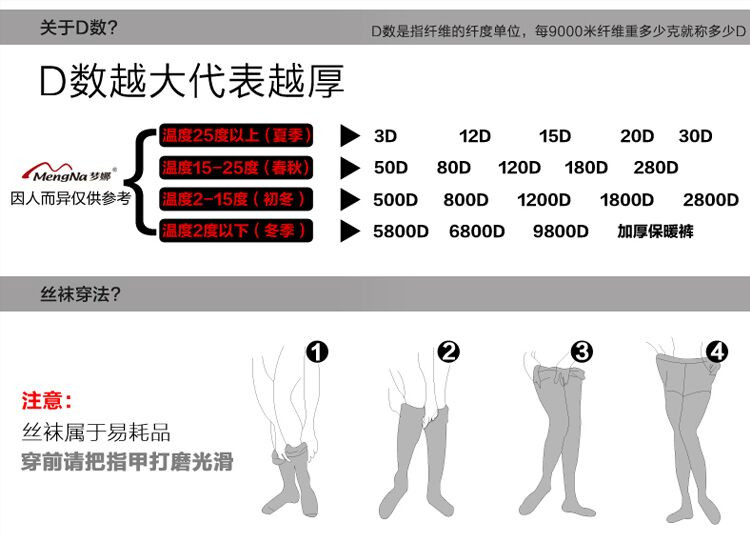 梦娜【4条装】夏季连裤袜超薄款美腿修身丝袜长筒袜防勾丝黑色