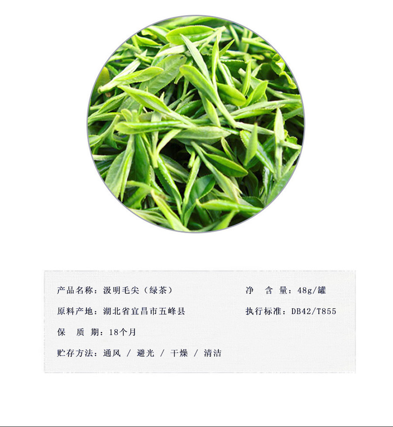 【新茶】五峰毛尖湖北绿茶汲明典藏毛尖明前芽毛尖茶叶高山云雾茶 48g*6罐 包邮