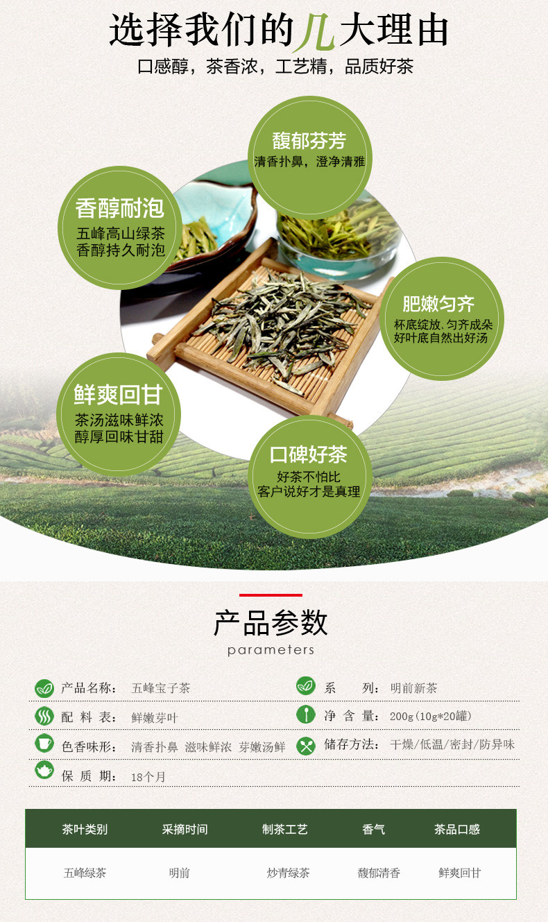 【2021新茶】五峰印象明前采摘宝子茶新鲜芽茶五峰绿茶茶语款10g*20罐/提