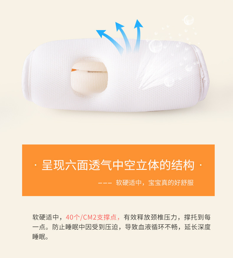 卓理/zolitt 新生儿3D定型枕头矫正防偏头枕芯0-1-3岁夏季水洗透气速干