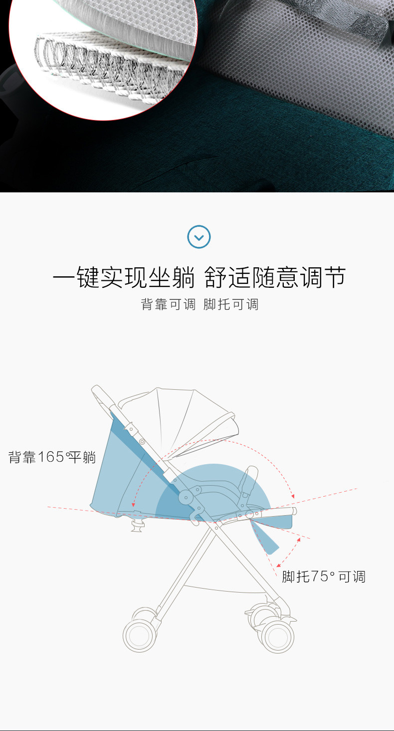 POUCH婴儿推车超轻便携高景观可坐可躺避震伞车折叠宝宝婴儿车夏A06