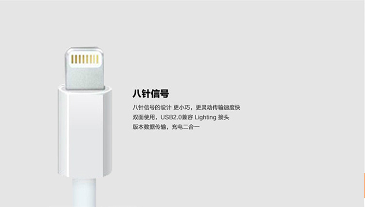 维肯/VIKEN iphone 5数据线适用于iphone和ipad 小巧耐用 双面可用