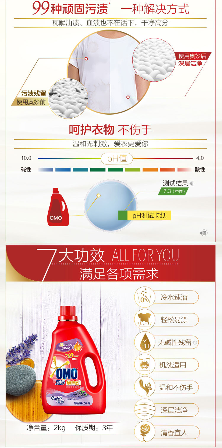 【9.4斤洗衣液包邮】奥妙全自动含金纺馨香洗衣液2KG*2送奥妙体验装900g