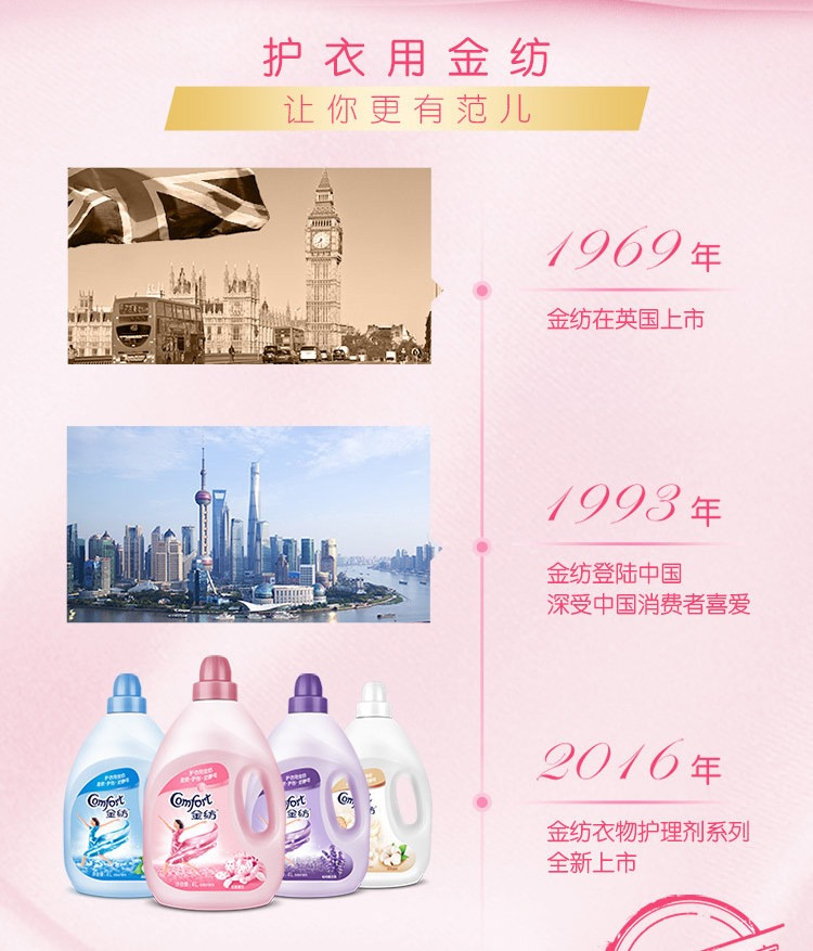 【5L用半年，送洗衣液】金纺衣物护理剂淡雅樱花瓶装2.5L*2送奥妙洗衣液900ML