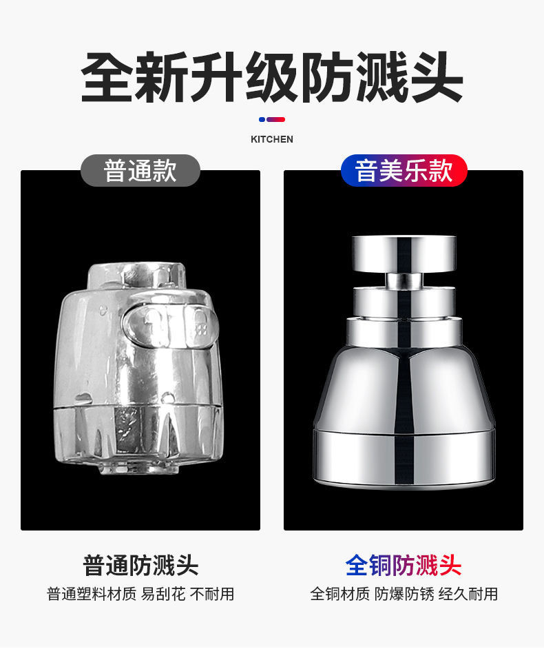 厨房水龙头防溅水通用延伸起泡器过滤器全铜龙头花洒喷头万能增压