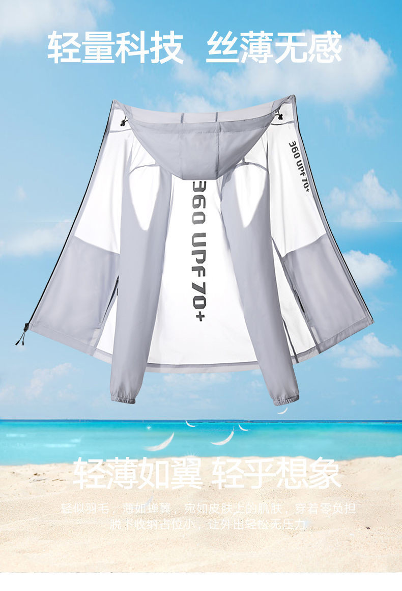 2022夏季新款UPF70+防紫外线防晒风衣男装宽松外套冰丝透气皮肤女
