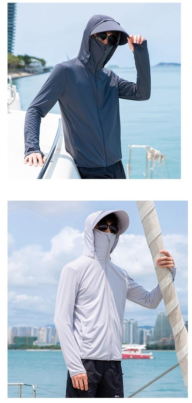 防晒衣男夏季新款透气冰丝速干户外运动骑行钓鱼防紫外线遮脸外套