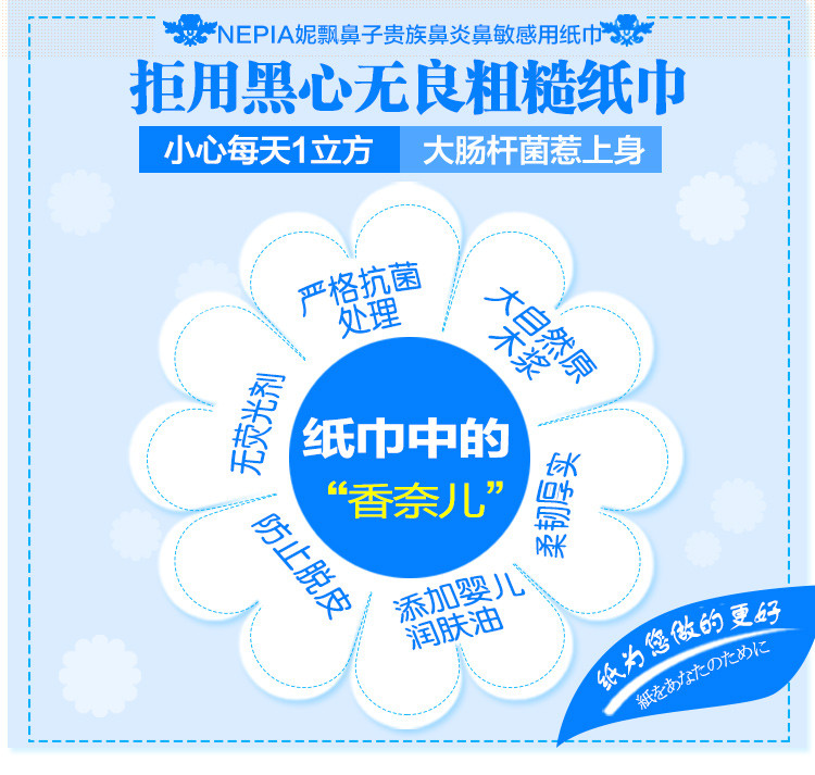 日本Nepia妮飘面包超人 鼻子贵族 鼻炎鼻敏感用纸巾 40抽