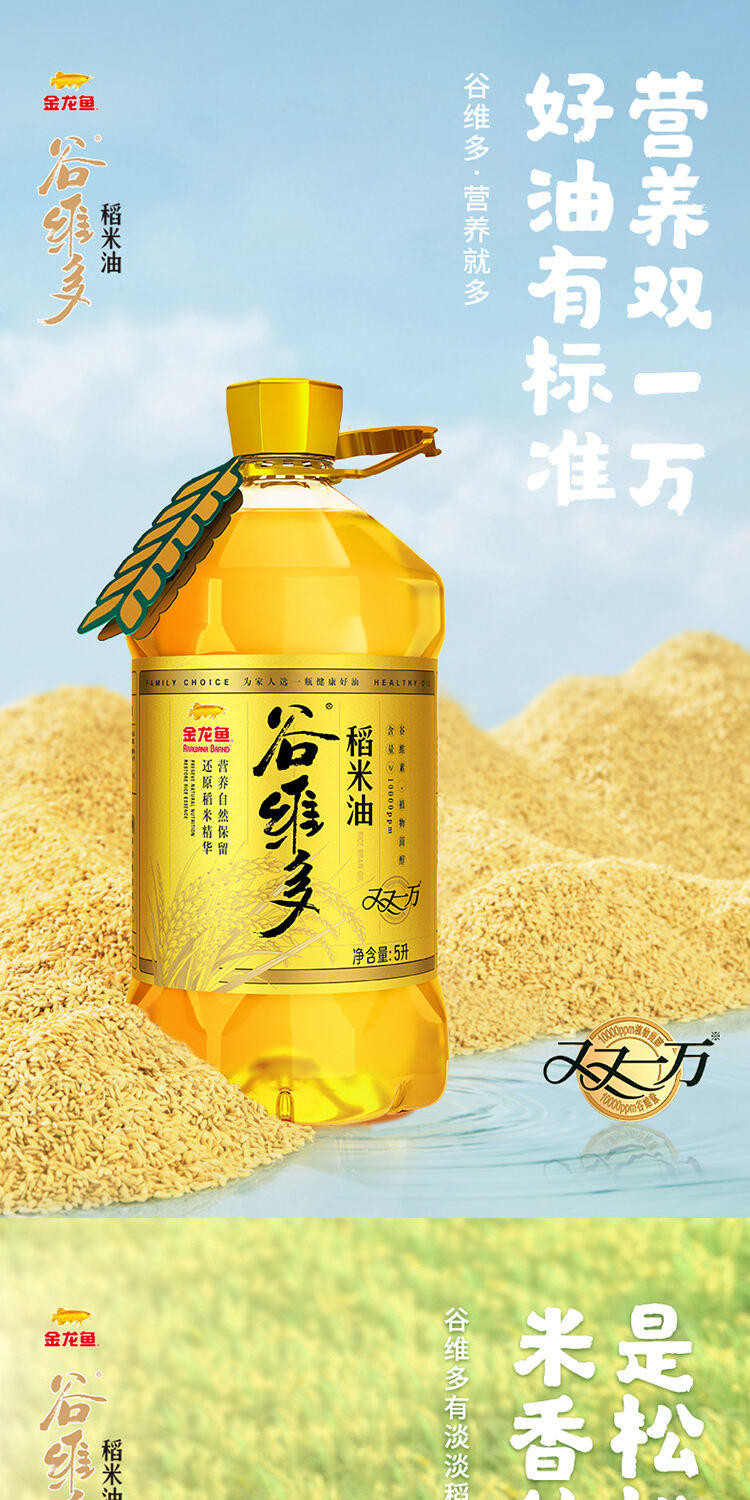 金龙鱼 谷维多双一万稻米油5L