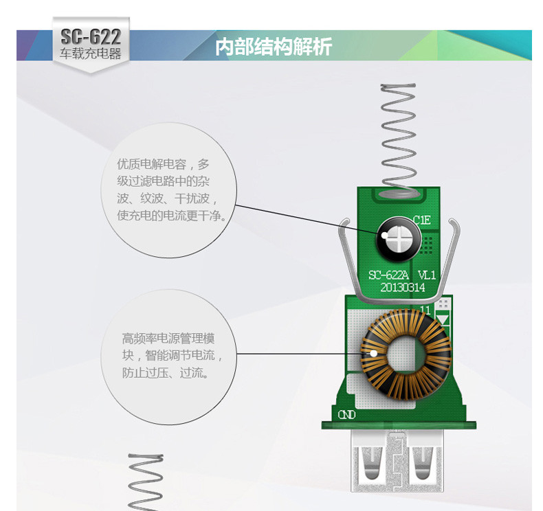 飞毛腿车载充电器双USB插头 2.1A