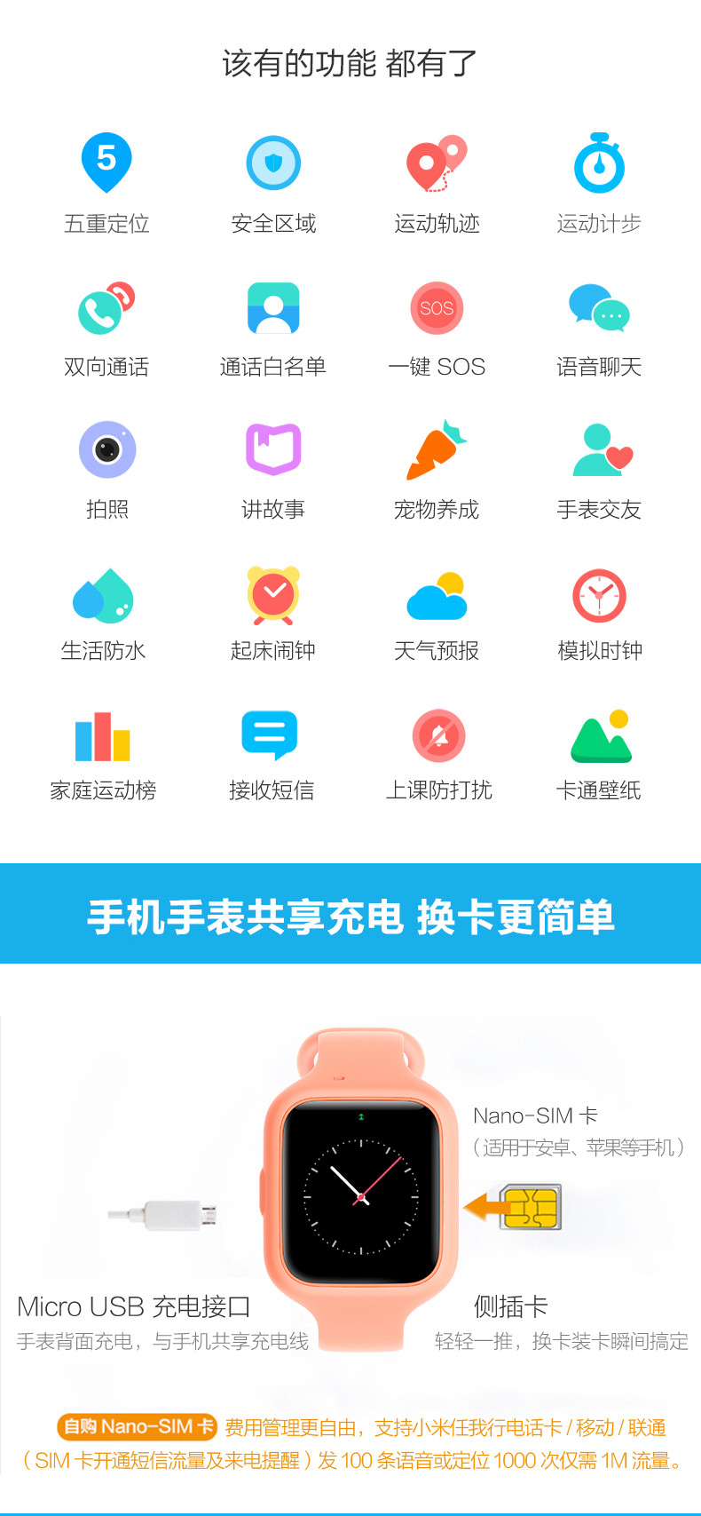 小米/MIUI 官方正品 小米米兔儿童电话手表2 学生智能手表gps定位防水手表电话