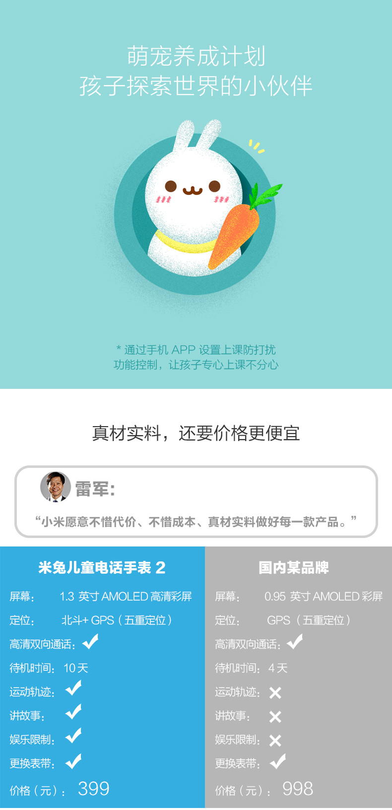 小米/MIUI 官方正品 小米米兔儿童电话手表2 学生智能手表gps定位防水手表电话