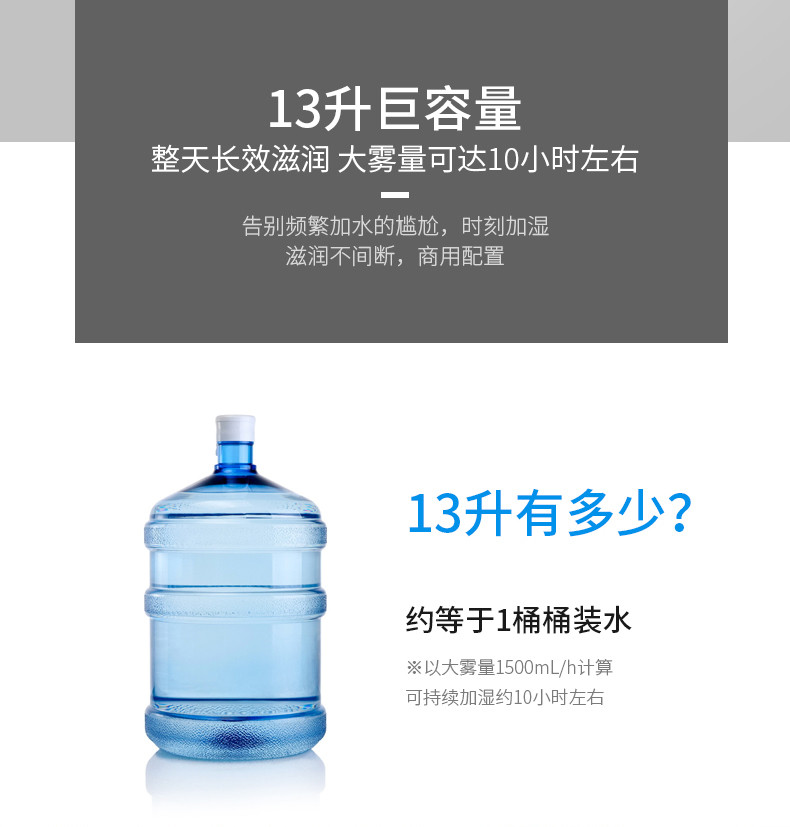 浩奇超声波加湿器家用静音空气卧室工业办公室商用大容量超市蔬菜保鲜HQ-JS130H