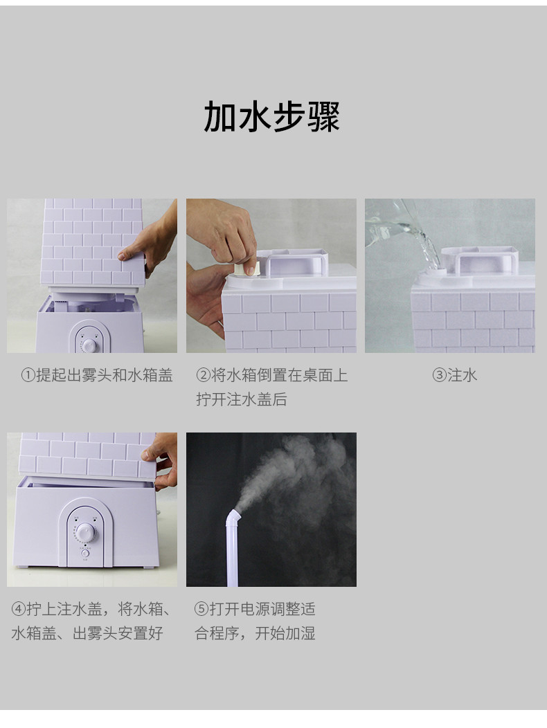 浩奇工业加湿器家用静音大容量落地喷雾办公室大型蔬菜空气超声波机械版HQ-2008A6