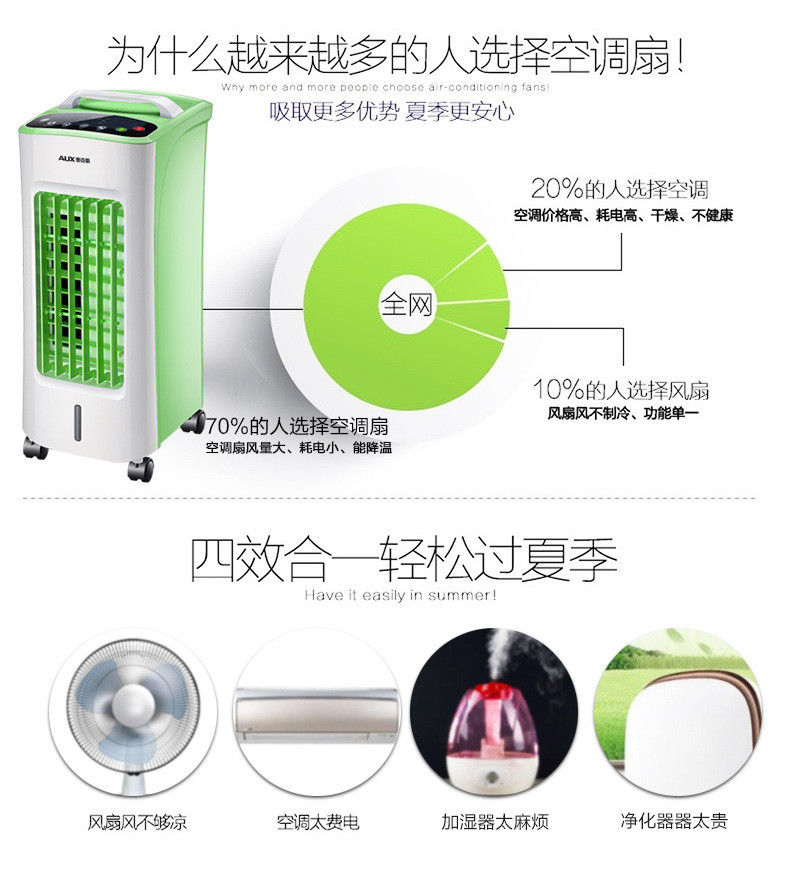 奥克斯空调扇单冷型加湿制冷风机小空调 冷气扇水冷机械家用静音