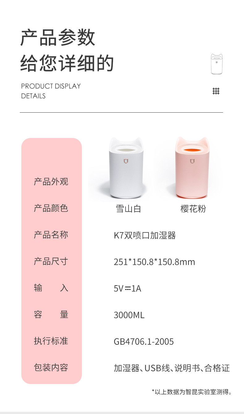 双喷口加湿器usb大容量桌面家用创意静音加湿器