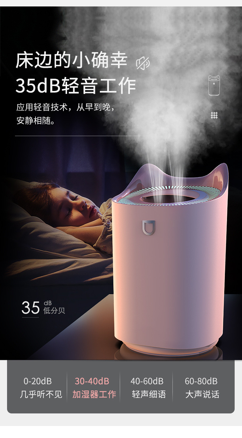 双喷口加湿器usb大容量桌面家用创意静音加湿器