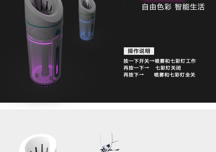 云绵家恋小型车载加湿器车用车内补水保湿神器汽车用品七彩香薰喷雾氛围灯