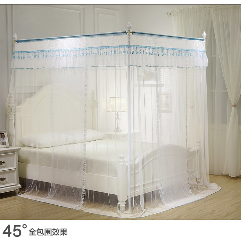 床上 蚊帐 1.8m床 双人家用1.5m床加密加厚三开门落地宫廷公主风