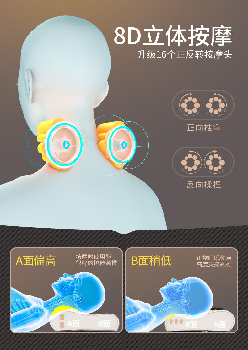 佳仁颈椎按摩器气囊牵引器肩颈多功能全身电动按摩枕腰部靠垫