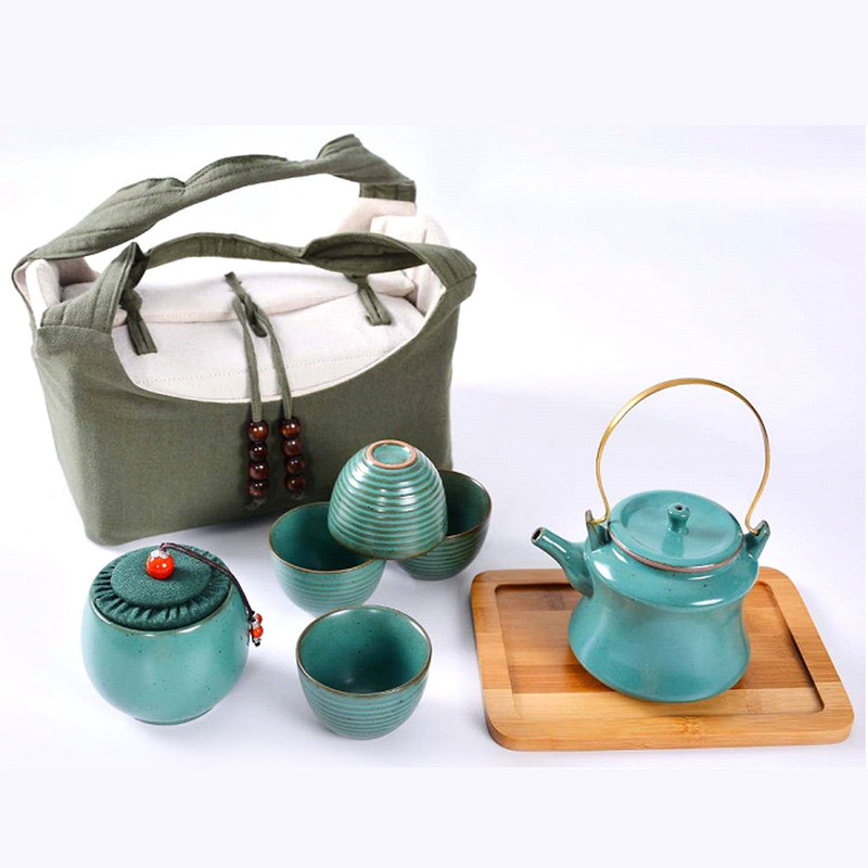 鹏翼绿釉茶具