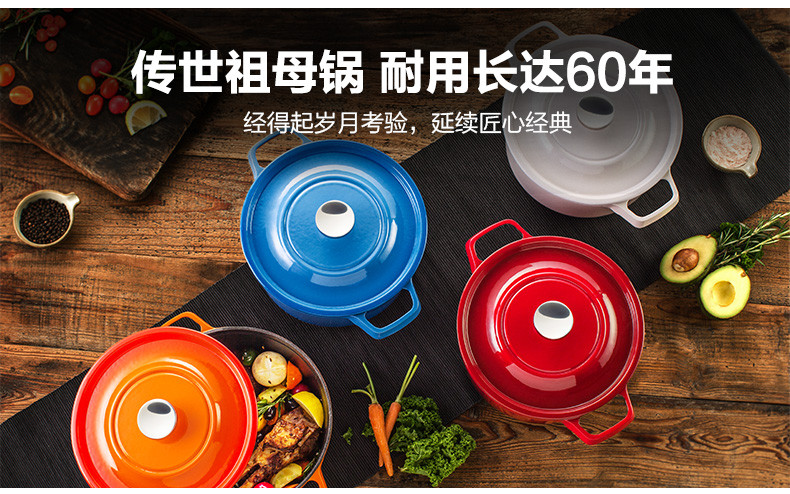 炊大皇/COOKER KING 珐琅炖锅铸铁锅 焖烧锅煲汤电磁炉汤锅燃气锅具24cm