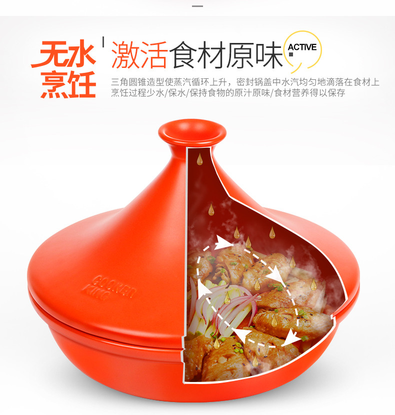 炊大皇/COOKER KING 塔吉锅炖锅砂锅日本煲仔饭耐高温陶瓷煲汤锅电磁炉