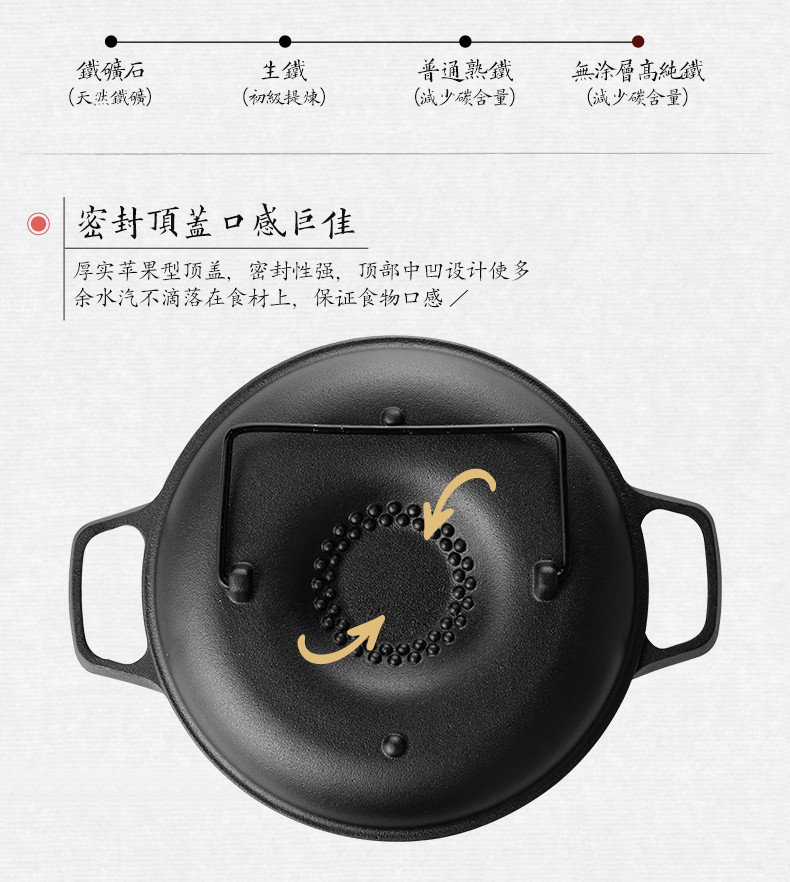 炊大皇/COOKER KING 炊大皇铸铁烤锅 铸铁烤红薯锅24CM 家用烤地瓜锅