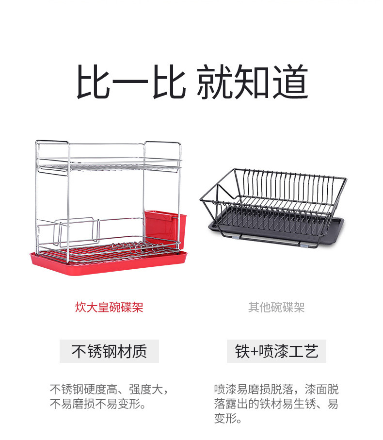 炊大皇/COOKER KING巧纳双层碗碟架结实耐用双层大容量碗碟架