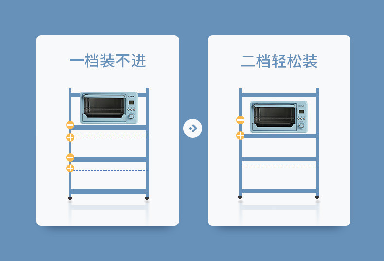 炊大皇/COOKER KING厨房置物架落地双层收纳架家用不锈钢架子碗架微波炉架锅架三层磐石