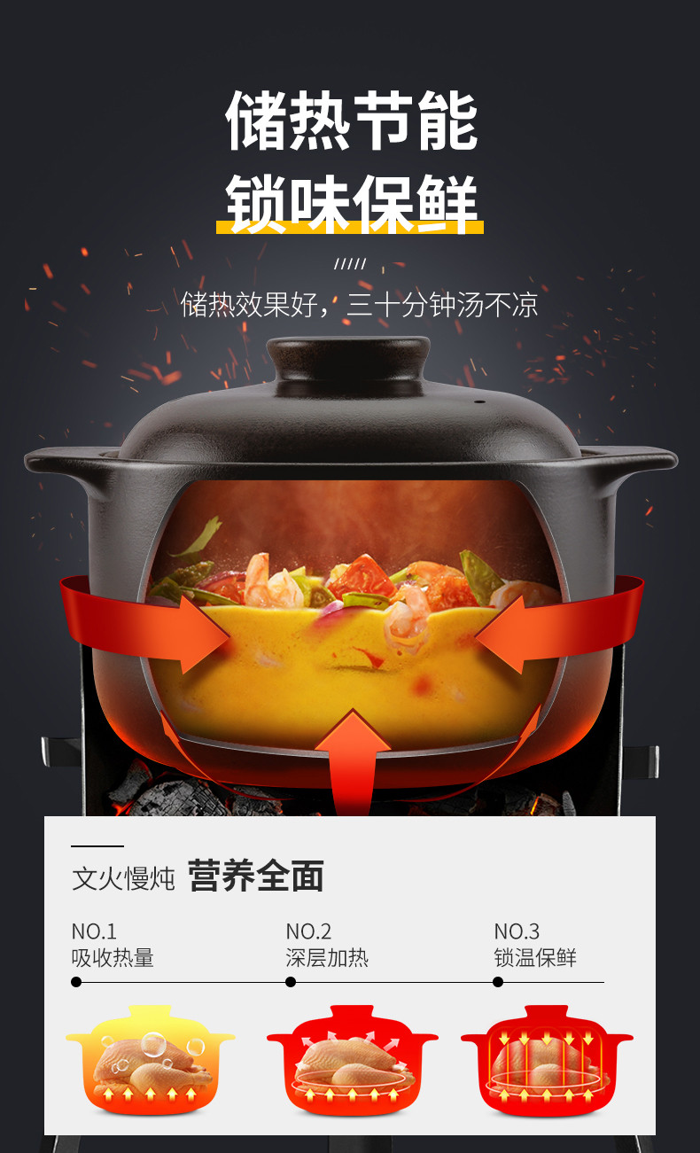 炊大皇/COOKER KING守真粗陶瓷煲家用燃气明火耐高温2.5L