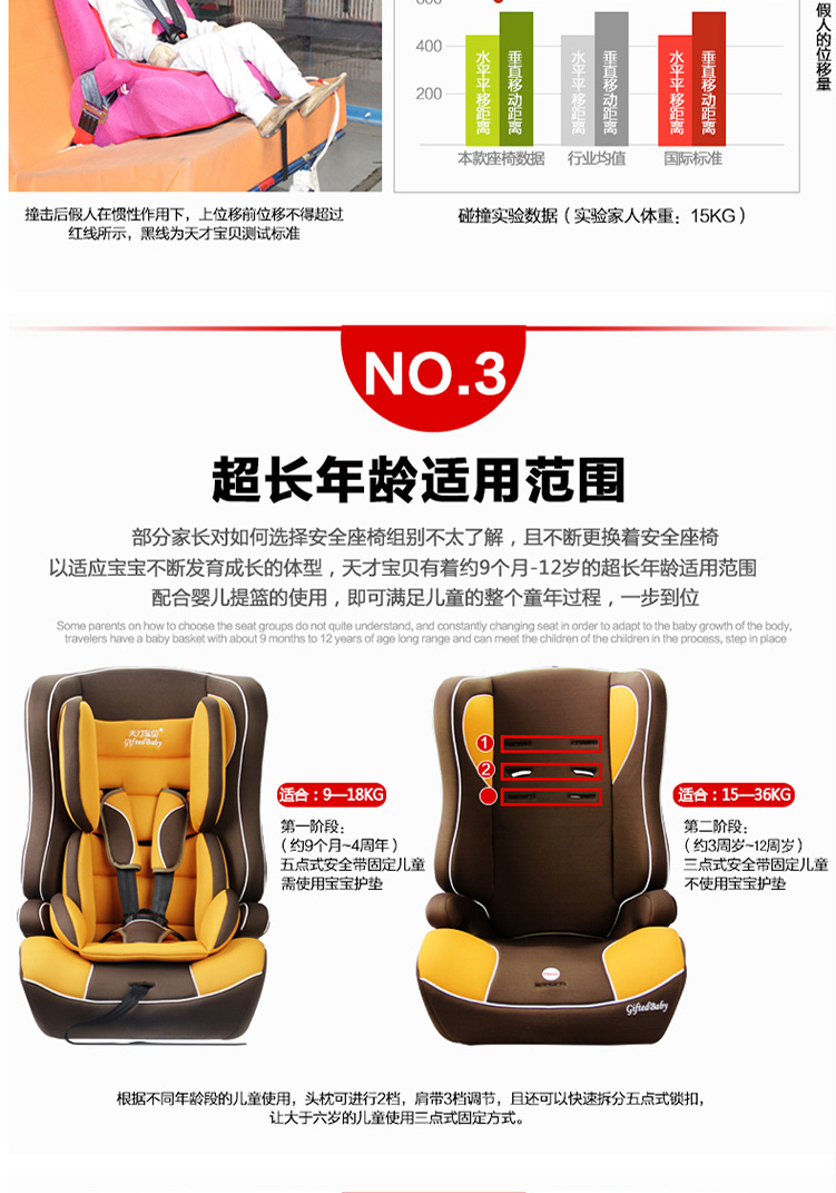 儿童安全座椅0-4-6-7-12岁车载便携式汽车用宝宝婴儿增高垫可坐趟睡 卡其色