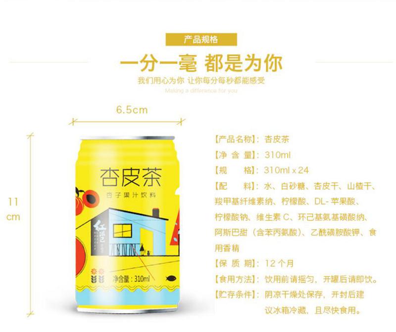 【邮乐 臻选生活馆】 张掖特产 红滋己  杏皮茶/山楂果子饮料  310ml*10听